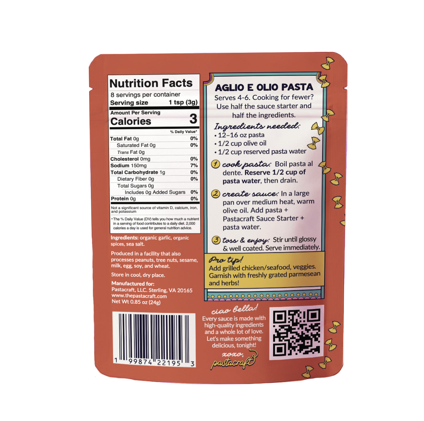 2 Pack- Organic Aglio E Olio Pasta Sauce Starter