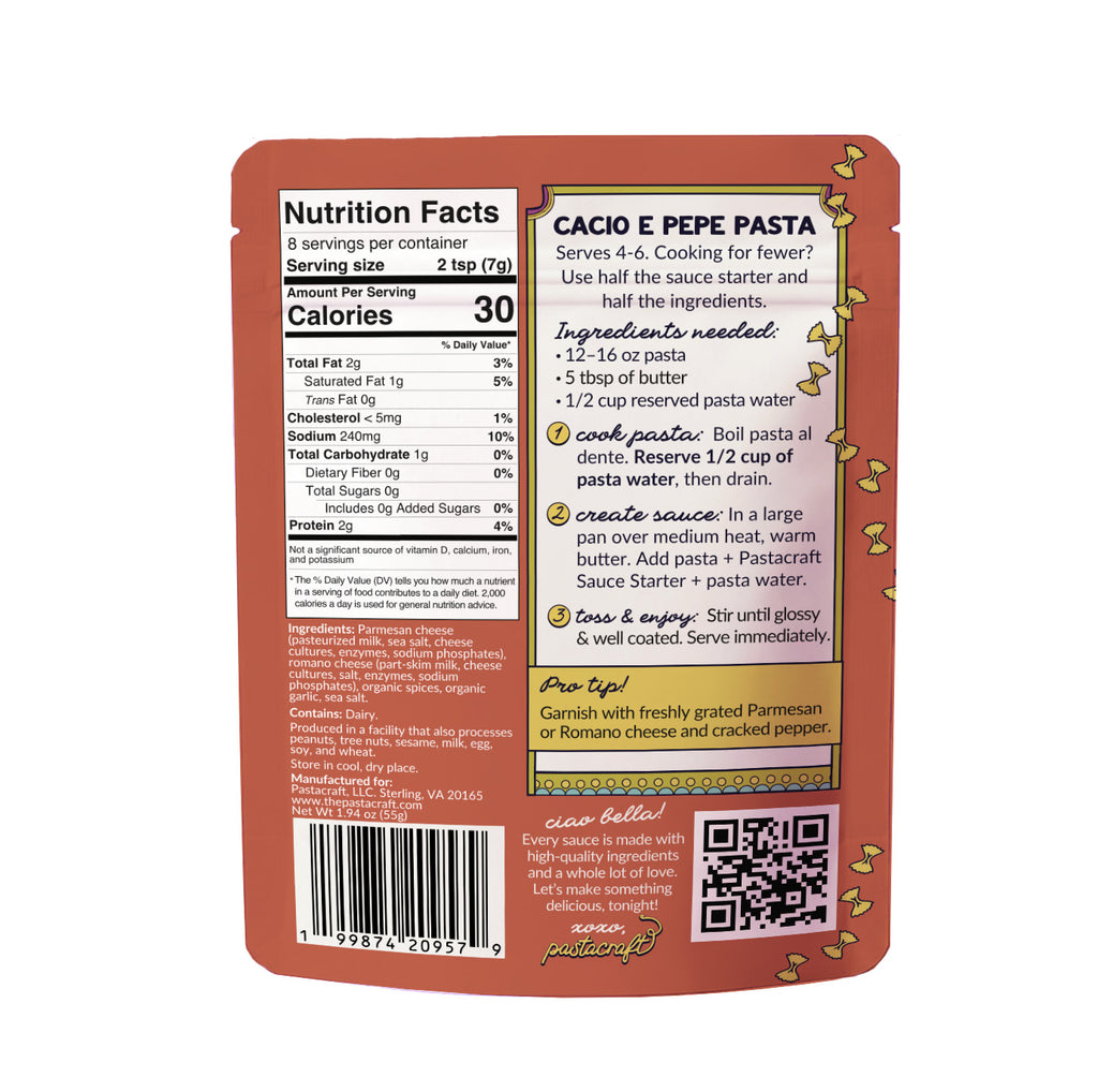 2 Pack- Organic Cacio E Pepe Pasta Sauce Starter