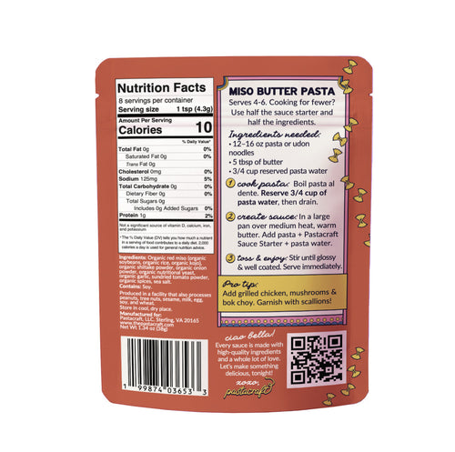 2 Pack- Organic Miso Butter Pasta Sauce Starter